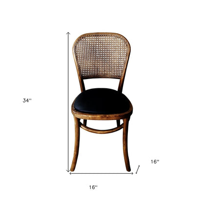 Set of Two Brown And Black Faux Leather Open Back Dining Side Chairs HomeRoots