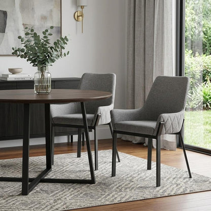 Set of Two Gray Upholstery Dining Arm Chairs HomeRoots
