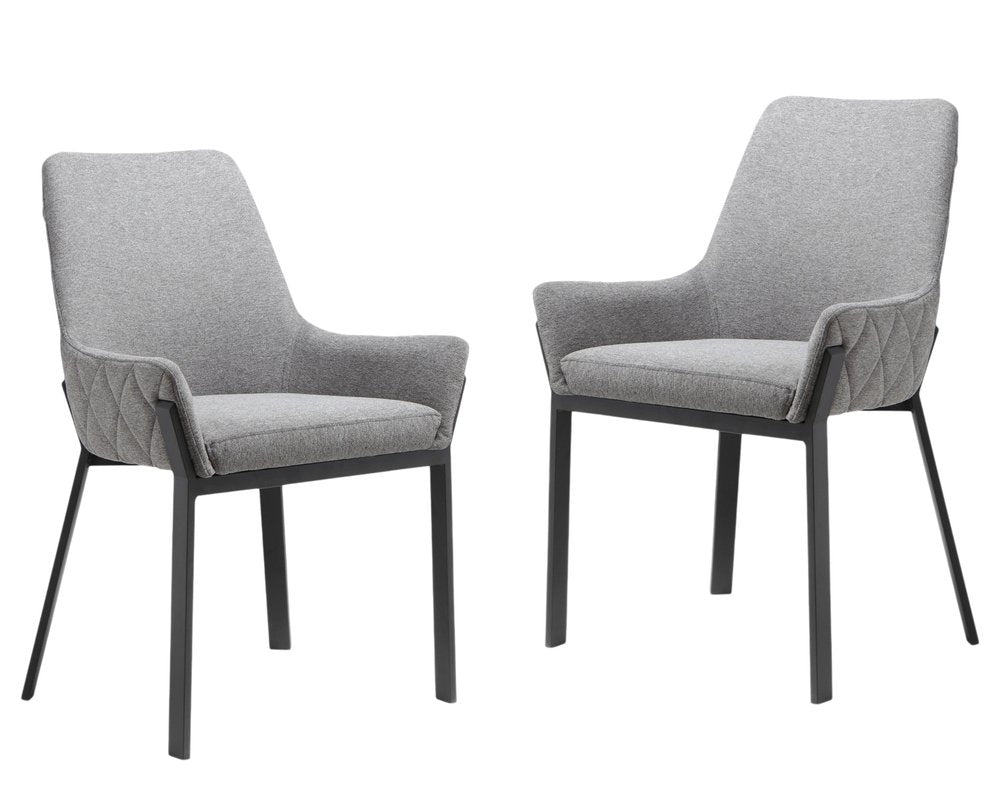 Set of Two Gray Upholstery Dining Arm Chairs HomeRoots