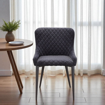 Gray Tufted Velvet Dining Side Chair HomeRoots