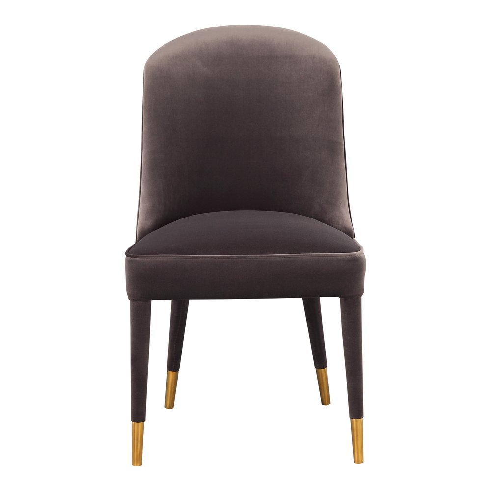 Set of Two Gray Black And Gold And Gray Velvet Dining Side Chairs HomeRoots