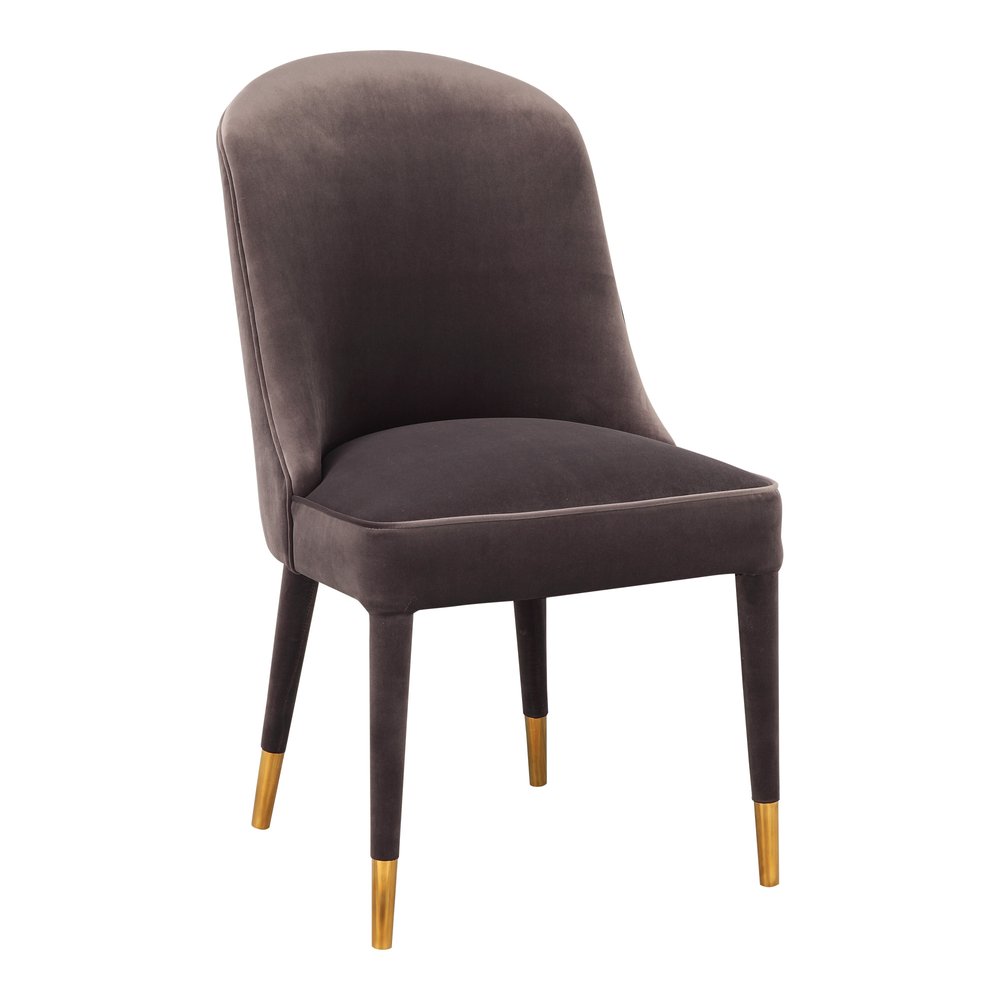 Set of Two Gray Black And Gold And Gray Velvet Dining Side Chairs HomeRoots