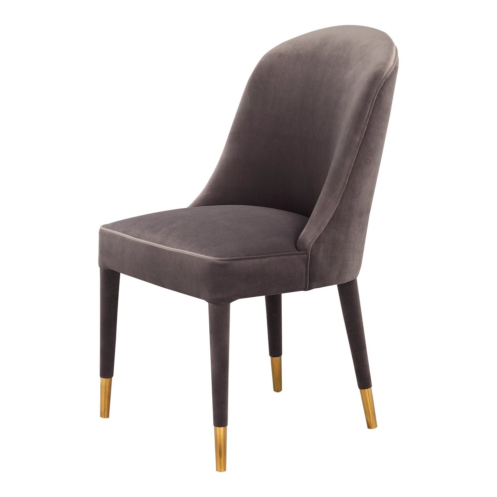 Set of Two Gray Black And Gold And Gray Velvet Dining Side Chairs HomeRoots
