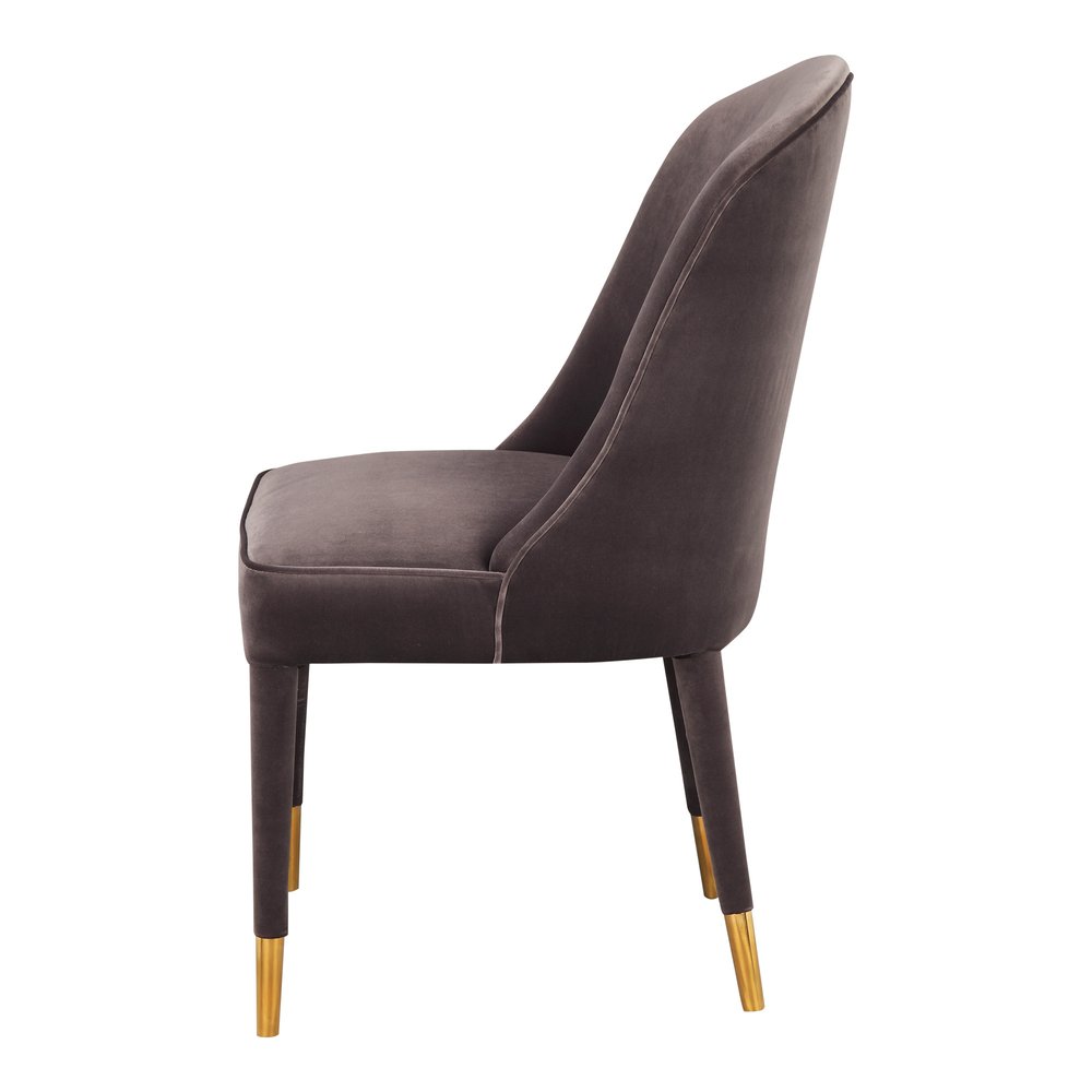 Set of Two Gray Black And Gold And Gray Velvet Dining Side Chairs HomeRoots