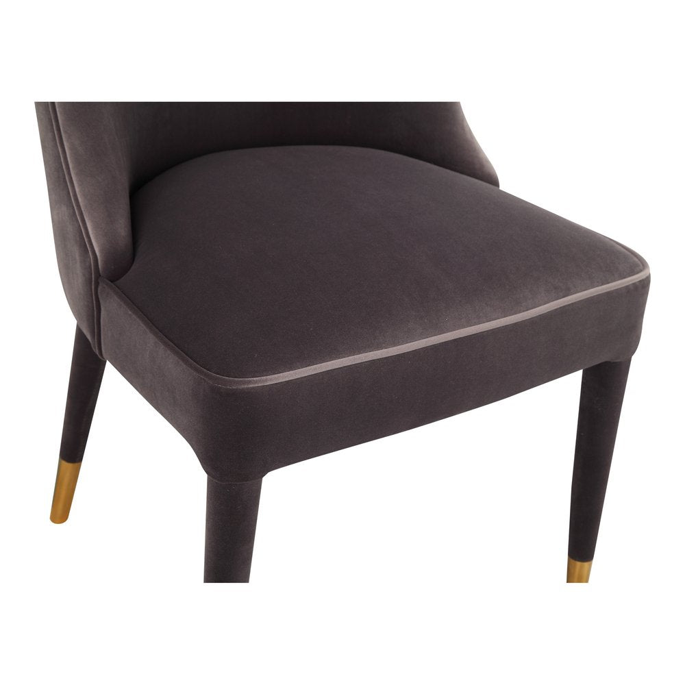 Set of Two Gray Black And Gold And Gray Velvet Dining Side Chairs HomeRoots