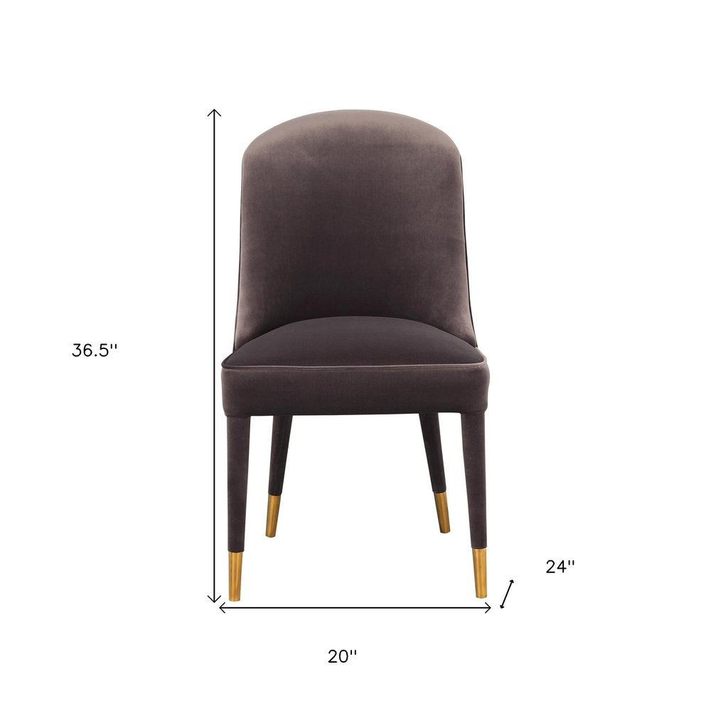 Set of Two Gray Black And Gold And Gray Velvet Dining Side Chairs HomeRoots