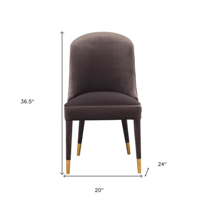 Set of Two Gray Black And Gold And Gray Velvet Dining Side Chairs HomeRoots