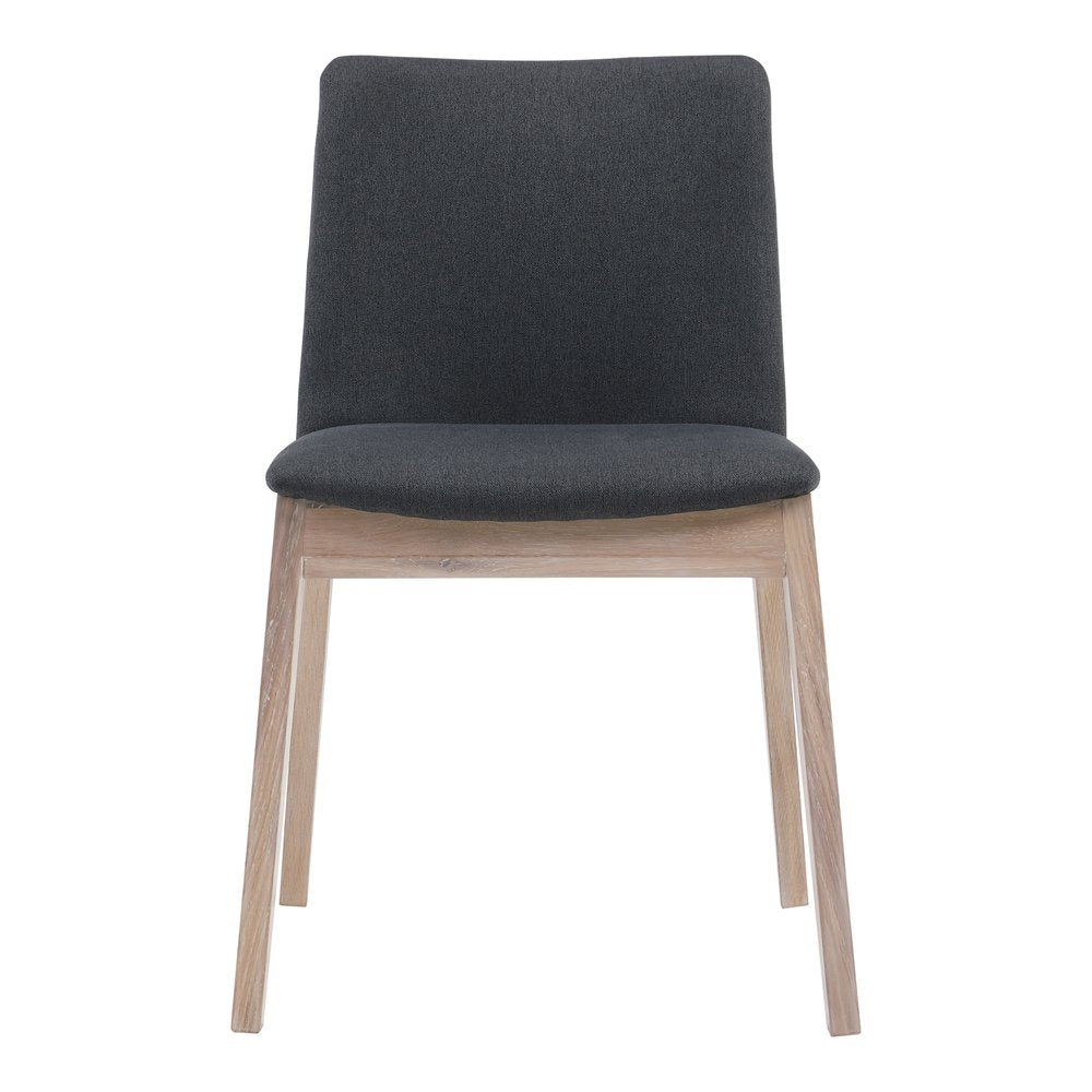 Set of Two Gray and Natural Fabric Dining Side Chairs HomeRoots