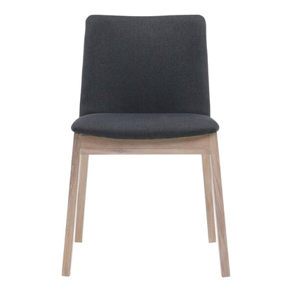 Set of Two Gray and Natural Fabric Dining Side Chairs HomeRoots