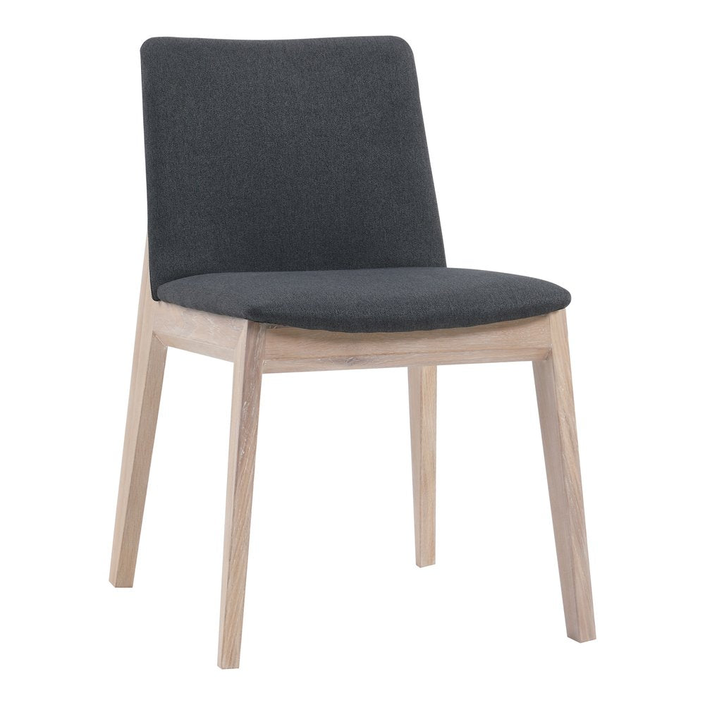Set of Two Gray and Natural Fabric Dining Side Chairs HomeRoots