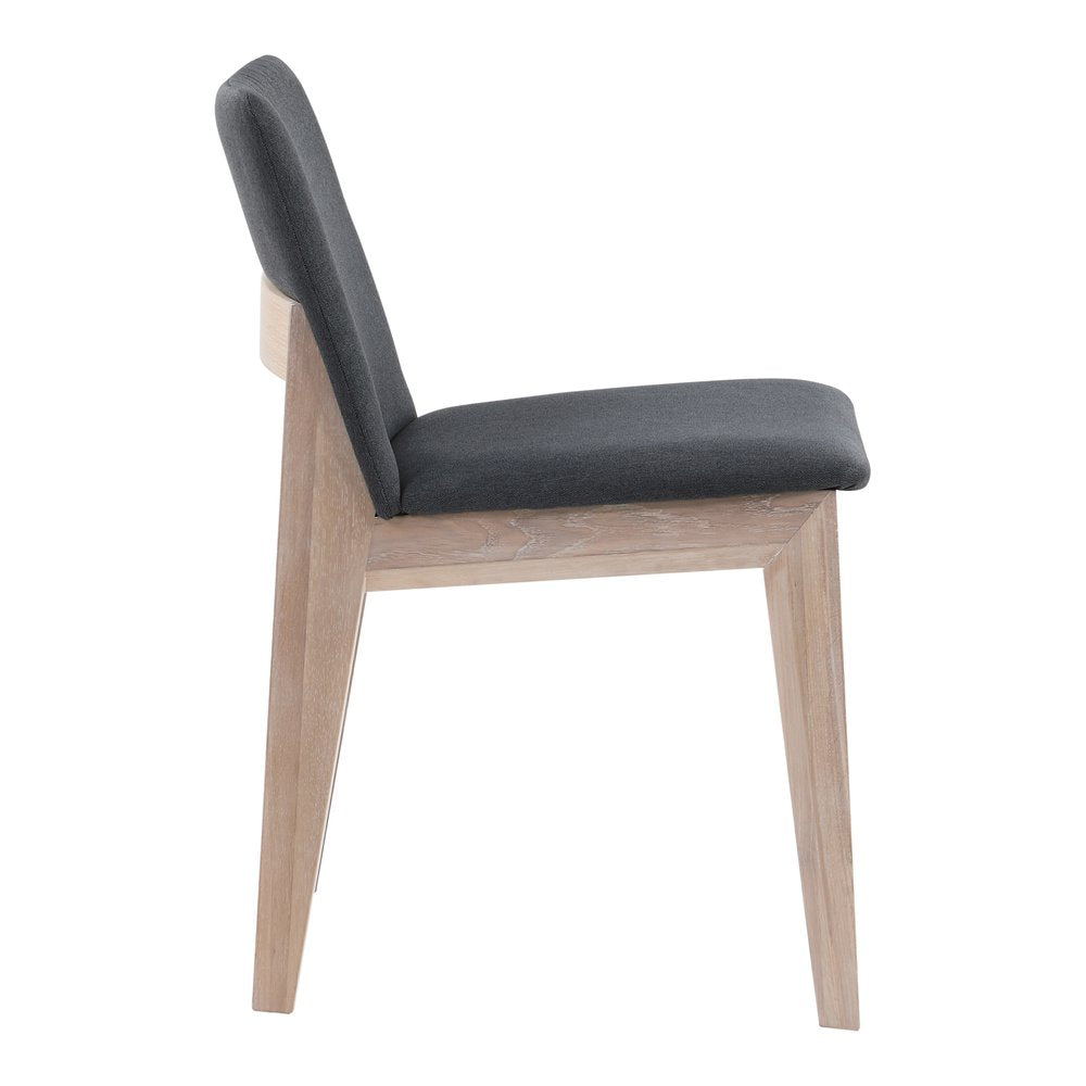 Set of Two Gray and Natural Fabric Dining Side Chairs HomeRoots
