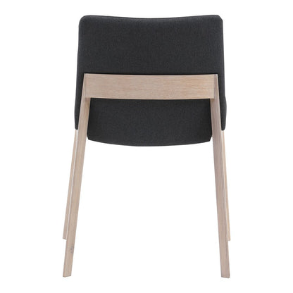 Set of Two Gray and Natural Fabric Dining Side Chairs HomeRoots