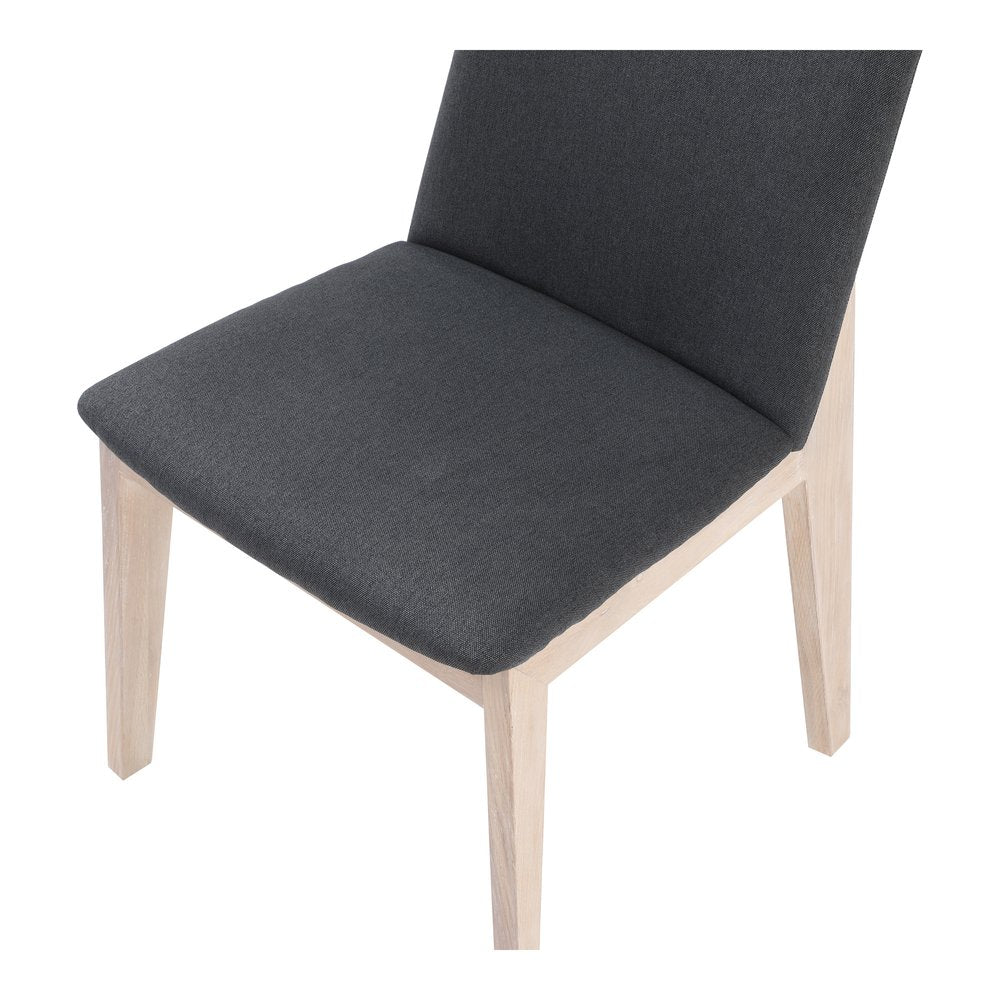 Set of Two Gray and Natural Fabric Dining Side Chairs HomeRoots