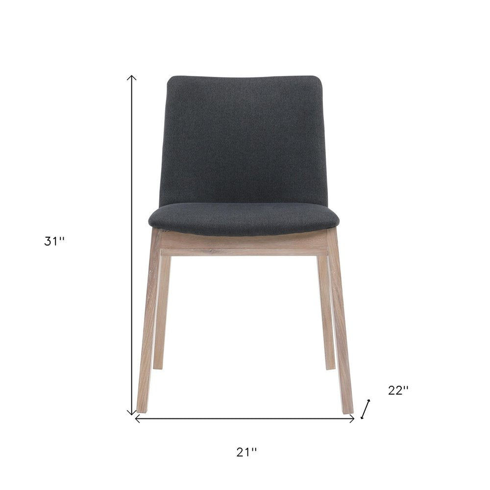 Set of Two Gray and Natural Fabric Dining Side Chairs HomeRoots