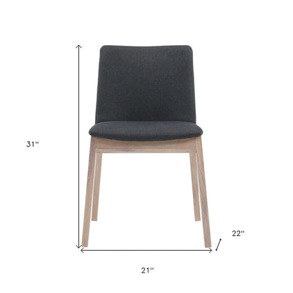 Set of Two Gray and Natural Fabric Dining Side Chairs HomeRoots