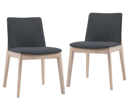 Set of Two Gray and Natural Fabric Dining Side Chairs HomeRoots