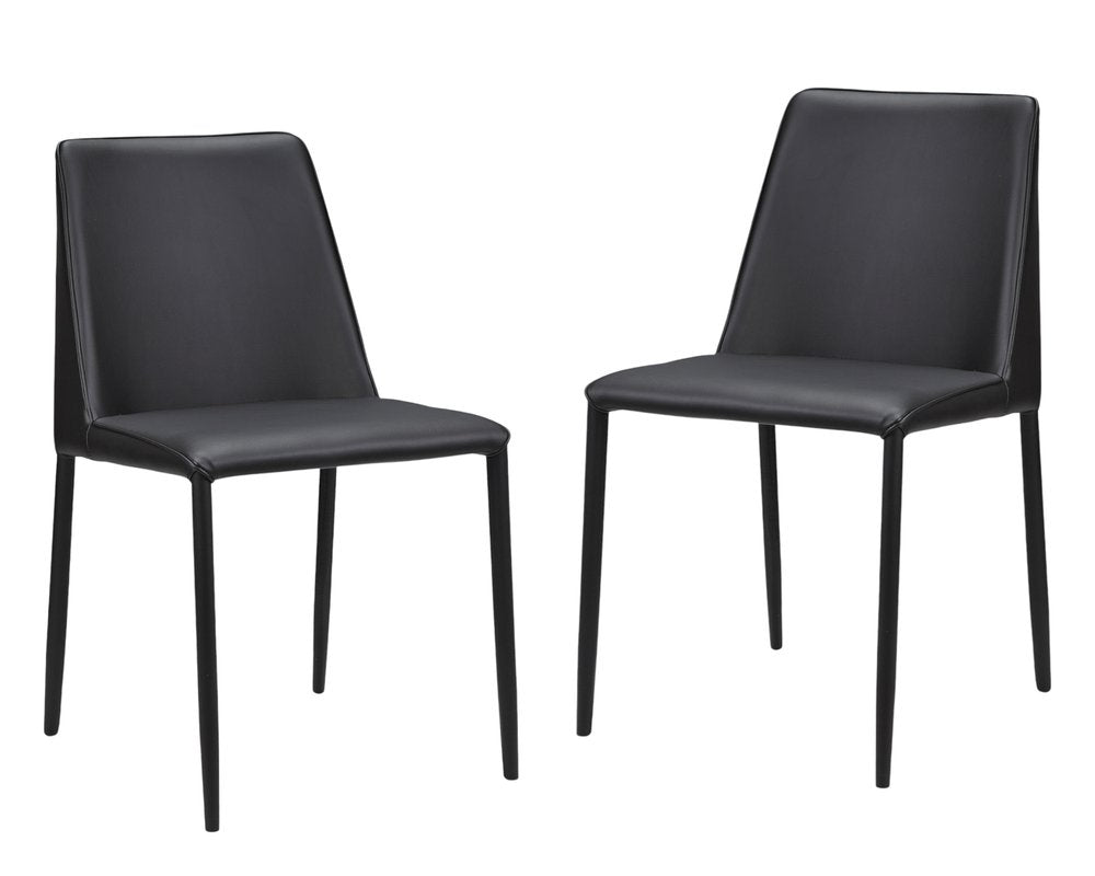 Set of Two Black Faux Leather Dining Side Chairs HomeRoots