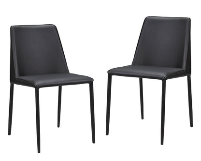 Set of Two Black Faux Leather Dining Side Chairs HomeRoots