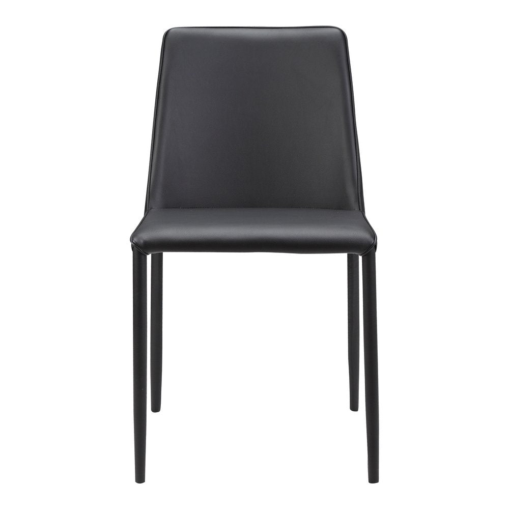 Set of Two Black Faux Leather Dining Side Chairs HomeRoots