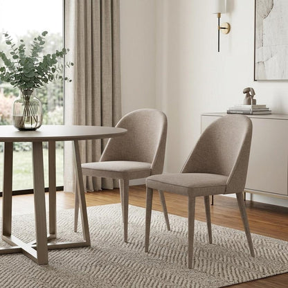 Set of Two Light Gray Fabric Dining Side Chairs HomeRoots