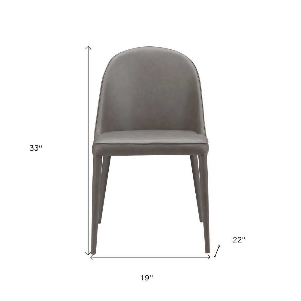 Set of Two Gray Faux Leather Dining Side Chairs HomeRoots