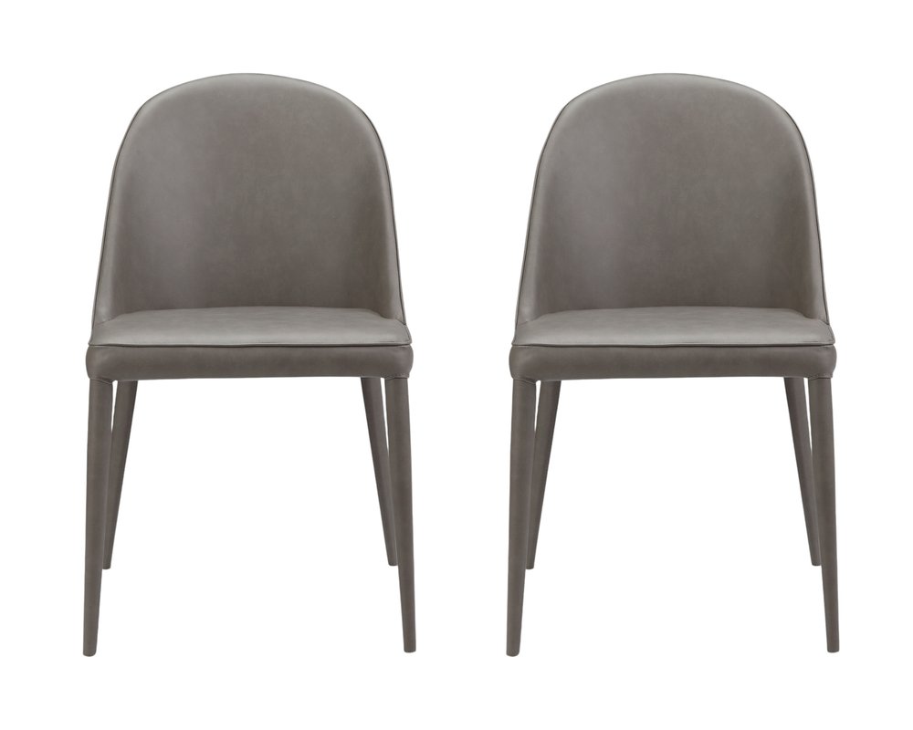 Set of Two Gray Faux Leather Dining Side Chairs HomeRoots