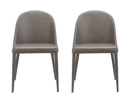 Set of Two Gray Faux Leather Dining Side Chairs HomeRoots