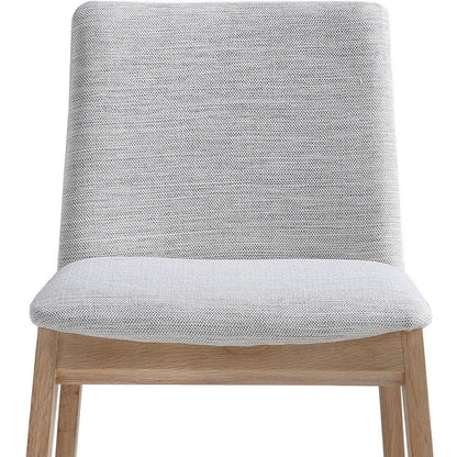 Set of Two Gray and Natural Fabric Dining Side Chairs HomeRoots