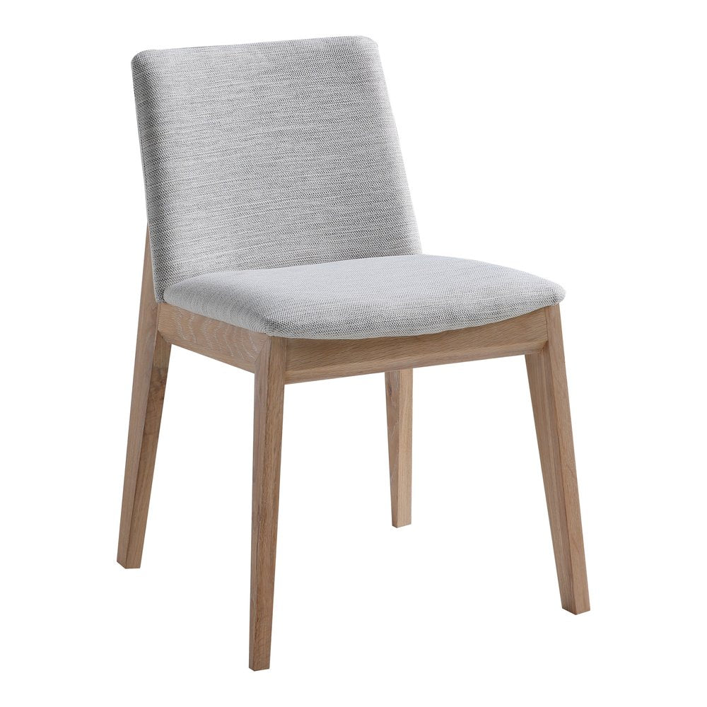Set of Two Gray and Natural Fabric Dining Side Chairs HomeRoots