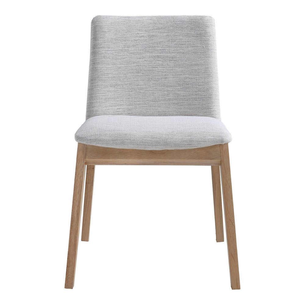 Set of Two Gray and Natural Fabric Dining Side Chairs HomeRoots