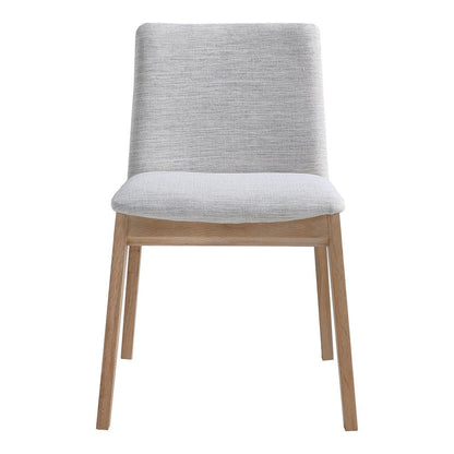Set of Two Gray and Natural Fabric Dining Side Chairs HomeRoots