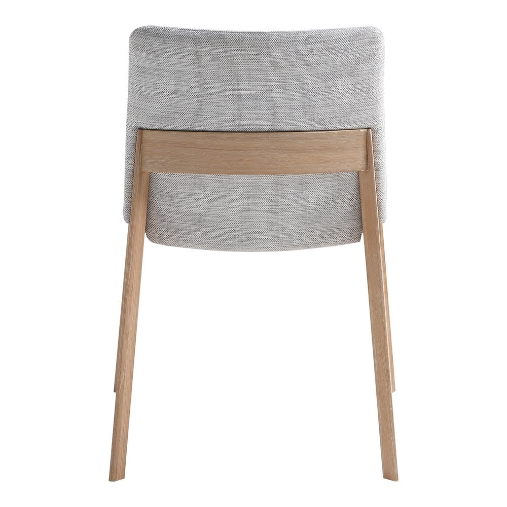 Set of Two Gray and Natural Fabric Dining Side Chairs HomeRoots