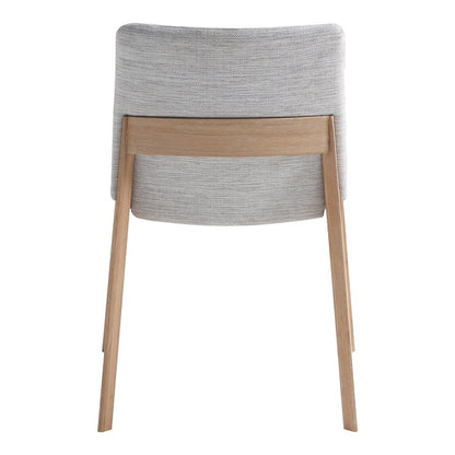 Set of Two Gray and Natural Fabric Dining Side Chairs HomeRoots