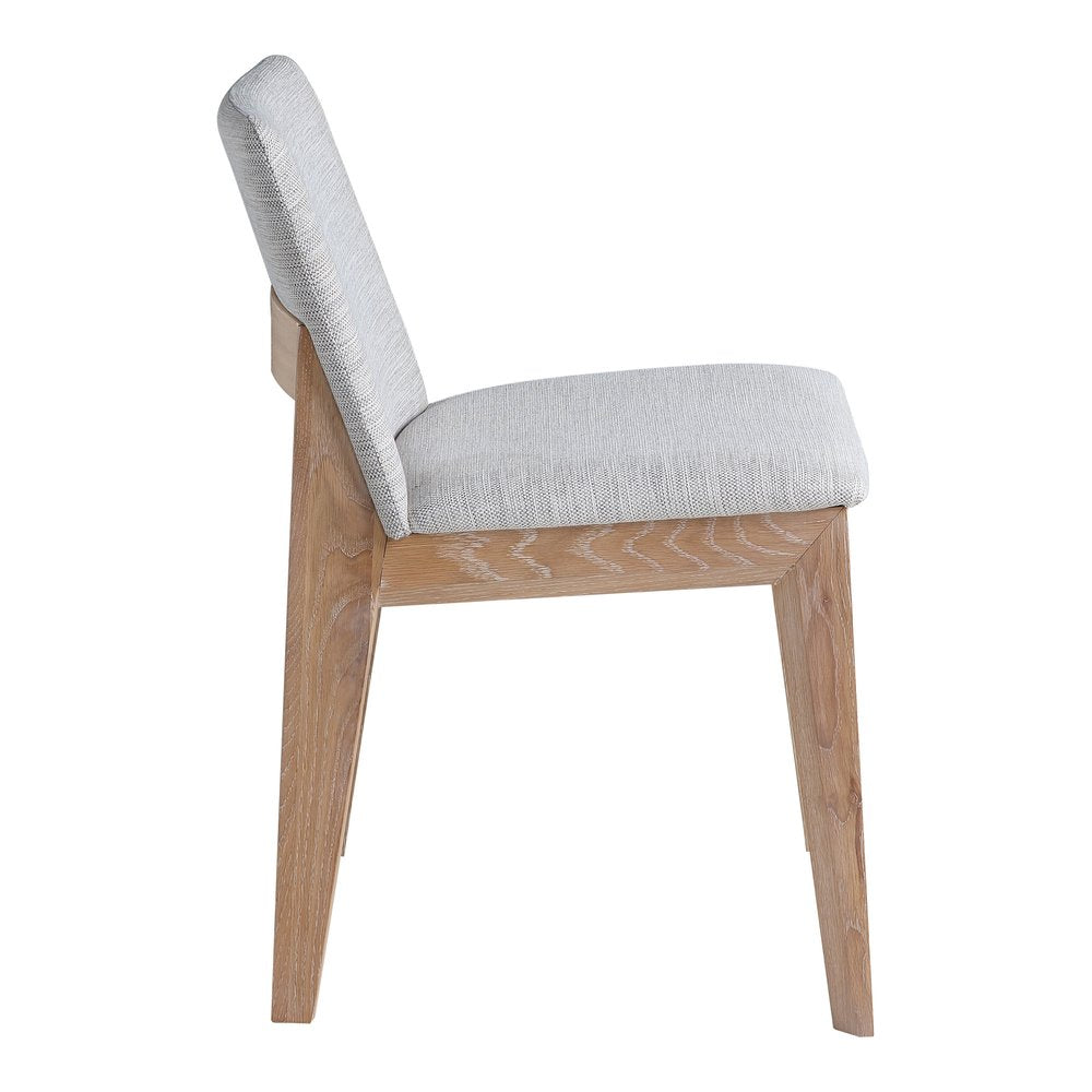 Set of Two Gray and Natural Fabric Dining Side Chairs HomeRoots