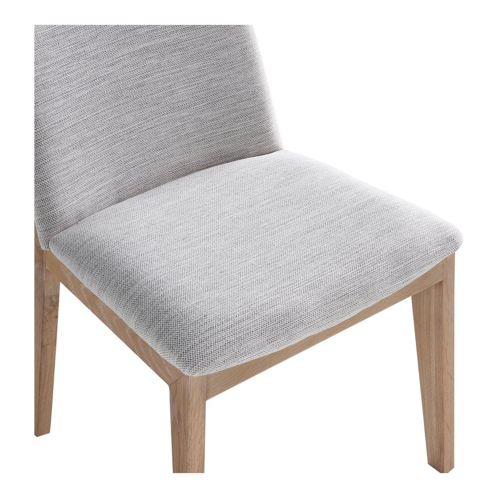 Set of Two Gray and Natural Fabric Dining Side Chairs HomeRoots