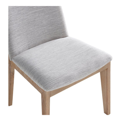 Set of Two Gray and Natural Fabric Dining Side Chairs HomeRoots