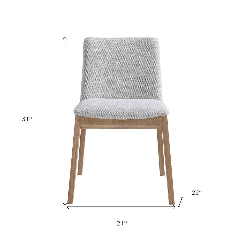 Set of Two Gray and Natural Fabric Dining Side Chairs HomeRoots