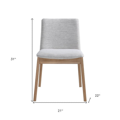 Set of Two Gray and Natural Fabric Dining Side Chairs HomeRoots