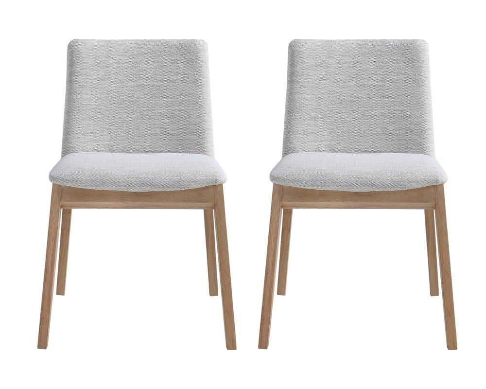 Set of Two Gray and Natural Fabric Dining Side Chairs HomeRoots