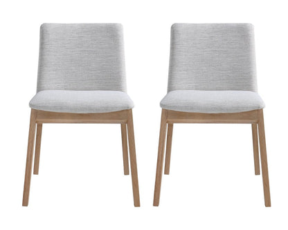 Set of Two Gray and Natural Fabric Dining Side Chairs HomeRoots