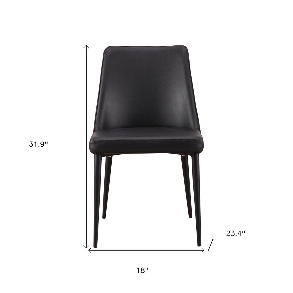 Set of Two Black Faux Leather Dining Side Chairs HomeRoots