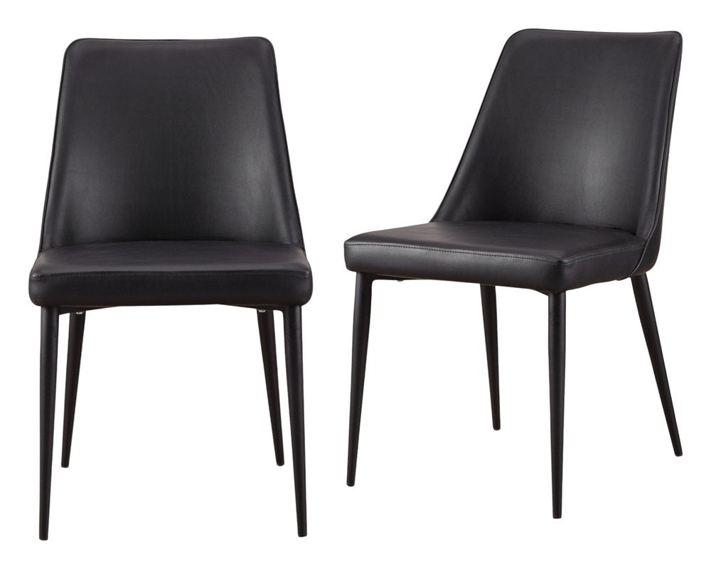 Set of Two Black Faux Leather Dining Side Chairs HomeRoots