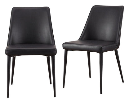 Set of Two Black Faux Leather Dining Side Chairs HomeRoots