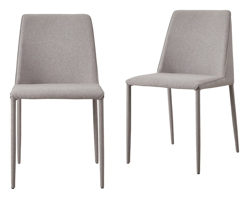 Set of Two Light Gray Fabric Dining Side Chairs HomeRoots