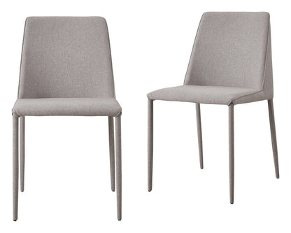 Set of Two Light Gray Fabric Dining Side Chairs HomeRoots