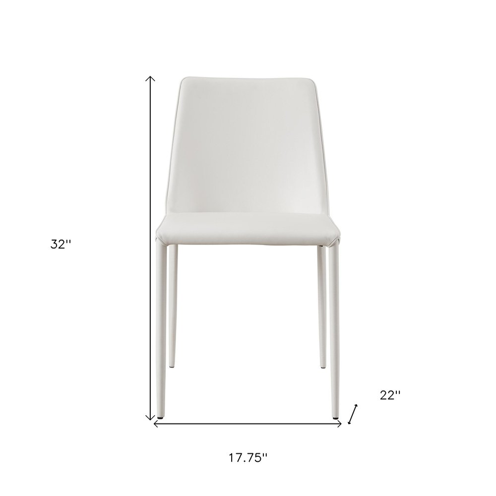 Set of Two White Faux Leather Dining Side Chairs HomeRoots