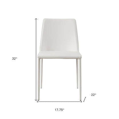 Set of Two White Faux Leather Dining Side Chairs HomeRoots