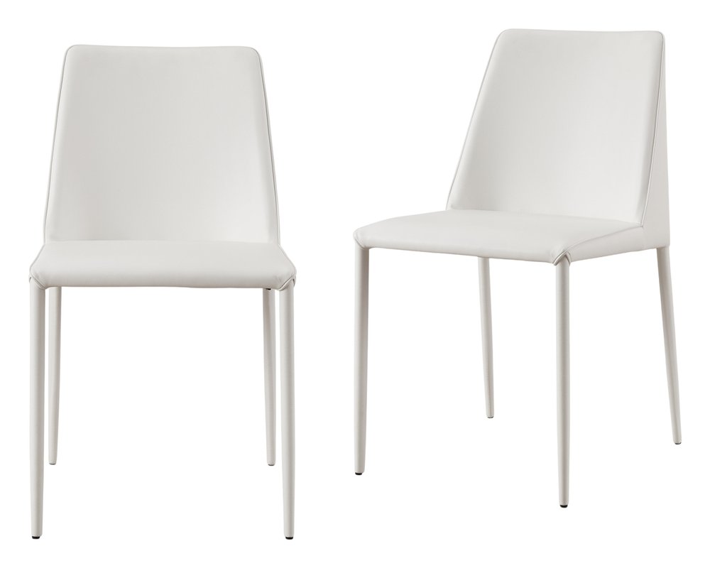 Set of Two White Faux Leather Dining Side Chairs HomeRoots