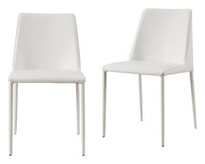 Set of Two White Faux Leather Dining Side Chairs HomeRoots