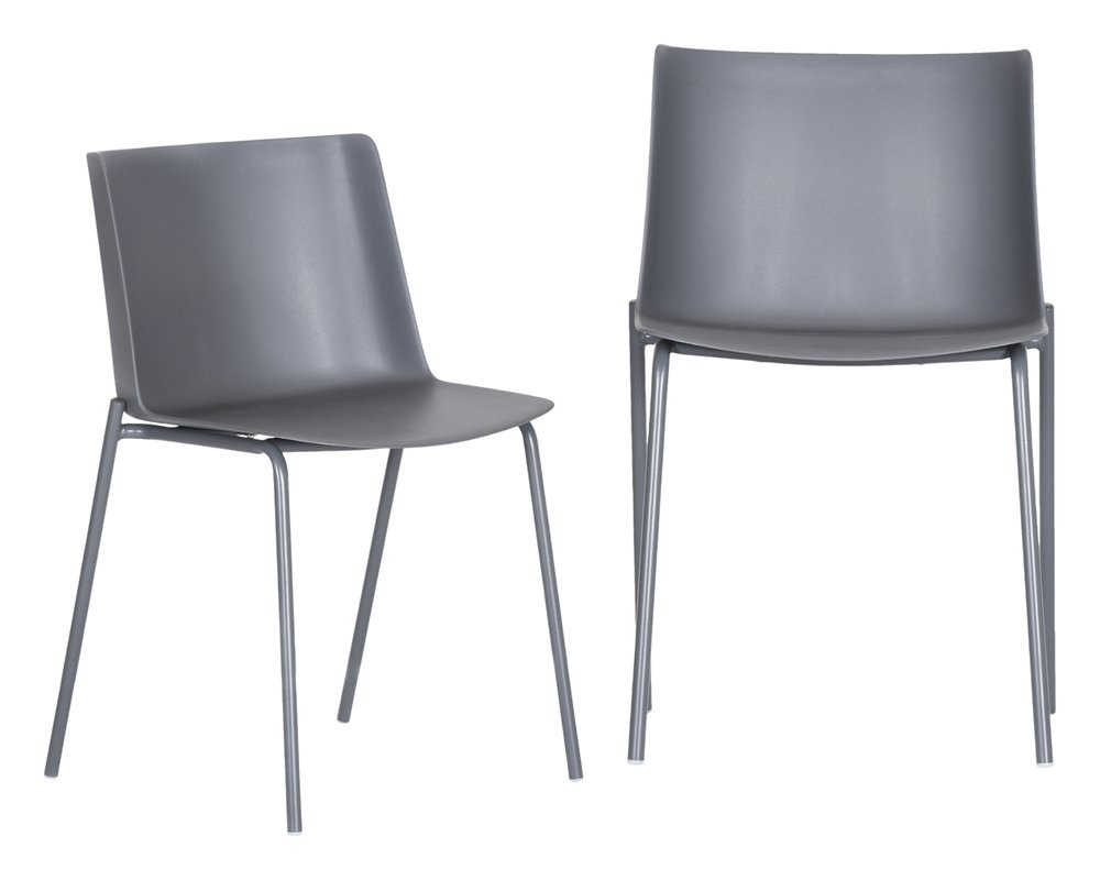 Set of Two Gray Steel and Heavy Duty Plastic Dining Side Chairs HomeRoots